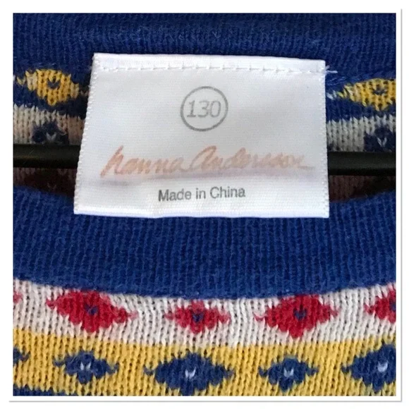 Hanna Andersson Fair Isle Nordic Sweater Dress Blue Red Yellow Size 8